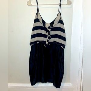 Unique Silk Mini Dress! with Ruffle and Flowy Top, more fitted bottom